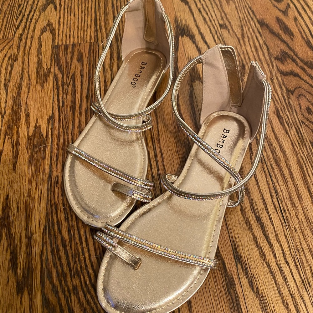Rose Gold Gladiator Rhinestone Sandals